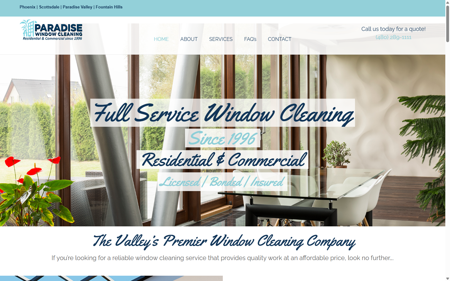 Paradise Window Cleaning website